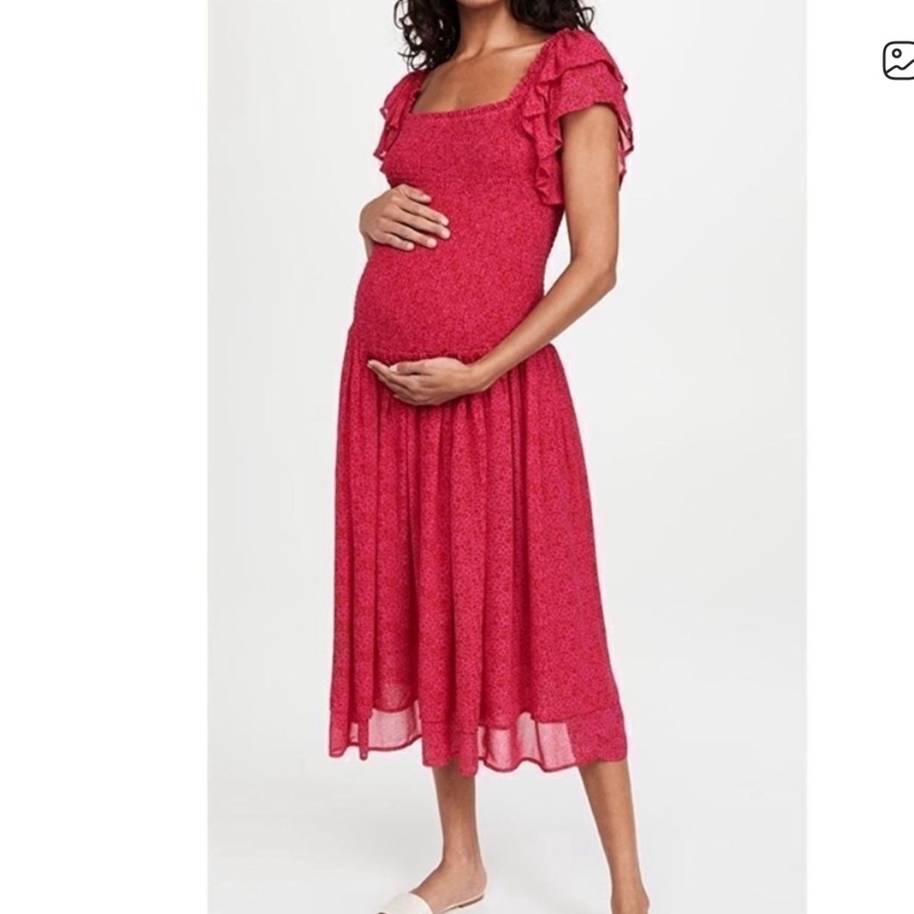 Hatch Pink Ruffle-Sleeve Midi Dress